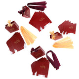 Max 6 Pieces Wedding Candy Bags Paper Ribbon Gift Boxes Holder Wine Red S