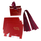 Max 6 Pieces Wedding Candy Bags Paper Ribbon Gift Boxes Holder Wine Red S