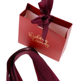 Max 6 Pieces Wedding Candy Bags Paper Ribbon Gift Boxes Holder Wine Red S