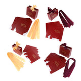 Max 6 Pieces Wedding Candy Bags Paper Ribbon Gift Boxes Holder Wine Red S
