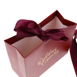 Max 6 Pieces Wedding Candy Bags Paper Ribbon Gift Boxes Holder Wine Red L