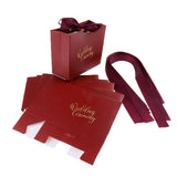 Max 6 Pieces Wedding Candy Bags Paper Ribbon Gift Boxes Holder Wine Red L
