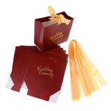 Max 6 Pieces Wedding Candy Bags Paper Ribbon Gift Boxes Holder Champagne L