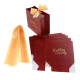Max 6 Pieces Wedding Candy Bags Paper Ribbon Gift Boxes Holder Champagne L