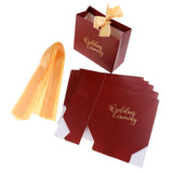 Max 6 Pieces Wedding Candy Bags Paper Ribbon Gift Boxes Holder Champagne L