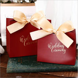 Max 6 Pieces Wedding Candy Bags Paper Ribbon Gift Boxes Holder Champagne L