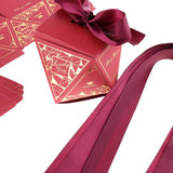 Max 6 Pieces Diamond Shape Candy Boxes Paper Ribbon Gift Case Party Favor Small