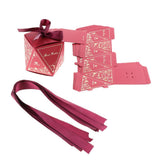 Max 6 Pieces Diamond Shape Candy Boxes Paper Ribbon Gift Case Party Favor Large