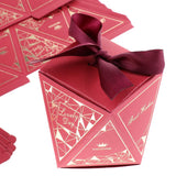 Max 6 Pieces Diamond Shape Candy Boxes Paper Ribbon Gift Case Party Favor Large