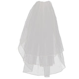Max Wedding Bridal Veil with Comb Three Layers of Ribbon Edge Sticky Beads Beige