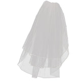 Max Wedding Bridal Veil with Comb Three Layers of Ribbon Edge Sticky Beads Beige