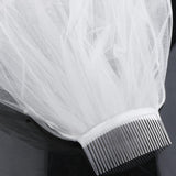 Max Wedding Bridal Veil with Comb Three Layers of Ribbon Edge Sticky Beads Beige