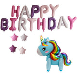Max Unicorn Happy Birthday Balloons Letter Star Balloons Party Blue Unicorn