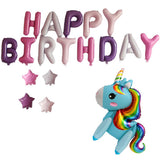 Max Unicorn Happy Birthday Balloons Letter Star Balloons Party Blue Unicorn