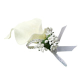 Max Cute Calla Berry Rhinestone Groom Bridal Wedding Corsage Cream