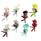 Max Cute Calla Berry Rhinestone Groom Bridal Wedding Corsage Cream