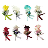 Max Cute Calla Berry Rhinestone Groom Bridal Wedding Corsage Cream