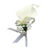 Max Cute Calla Berry Rhinestone Groom Bridal Wedding Corsage Cream