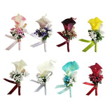 Max Cute Calla Berry Rhinestone Groom Bridal Wedding Corsage Cream