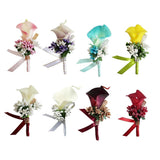 Max Cute Calla Berry Rhinestone Groom Bridal Wedding Corsage Cream