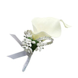 Max Cute Calla Berry Rhinestone Groom Bridal Wedding Corsage Cream
