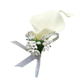 Max Cute Calla Berry Rhinestone Groom Bridal Wedding Corsage Cream