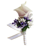 Max Cute Calla Berry Rhinestone Groom Bridal Wedding Corsage Light Purple