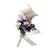 Max Cute Calla Berry Rhinestone Groom Bridal Wedding Corsage Light Purple