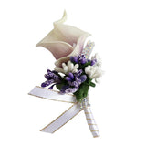 Max Cute Calla Berry Rhinestone Groom Bridal Wedding Corsage Light Purple