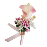 Max Cute Calla Berry Rhinestone Groom Bridal Wedding Corsage Peach Pink