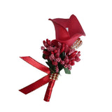 Max Cute Calla Berry Rhinestone Groom Bridal Wedding Corsage Red