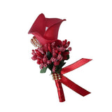 Max Cute Calla Berry Rhinestone Groom Bridal Wedding Corsage Red