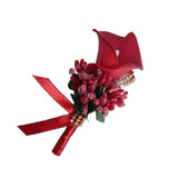 Max Cute Calla Berry Rhinestone Groom Bridal Wedding Corsage Red
