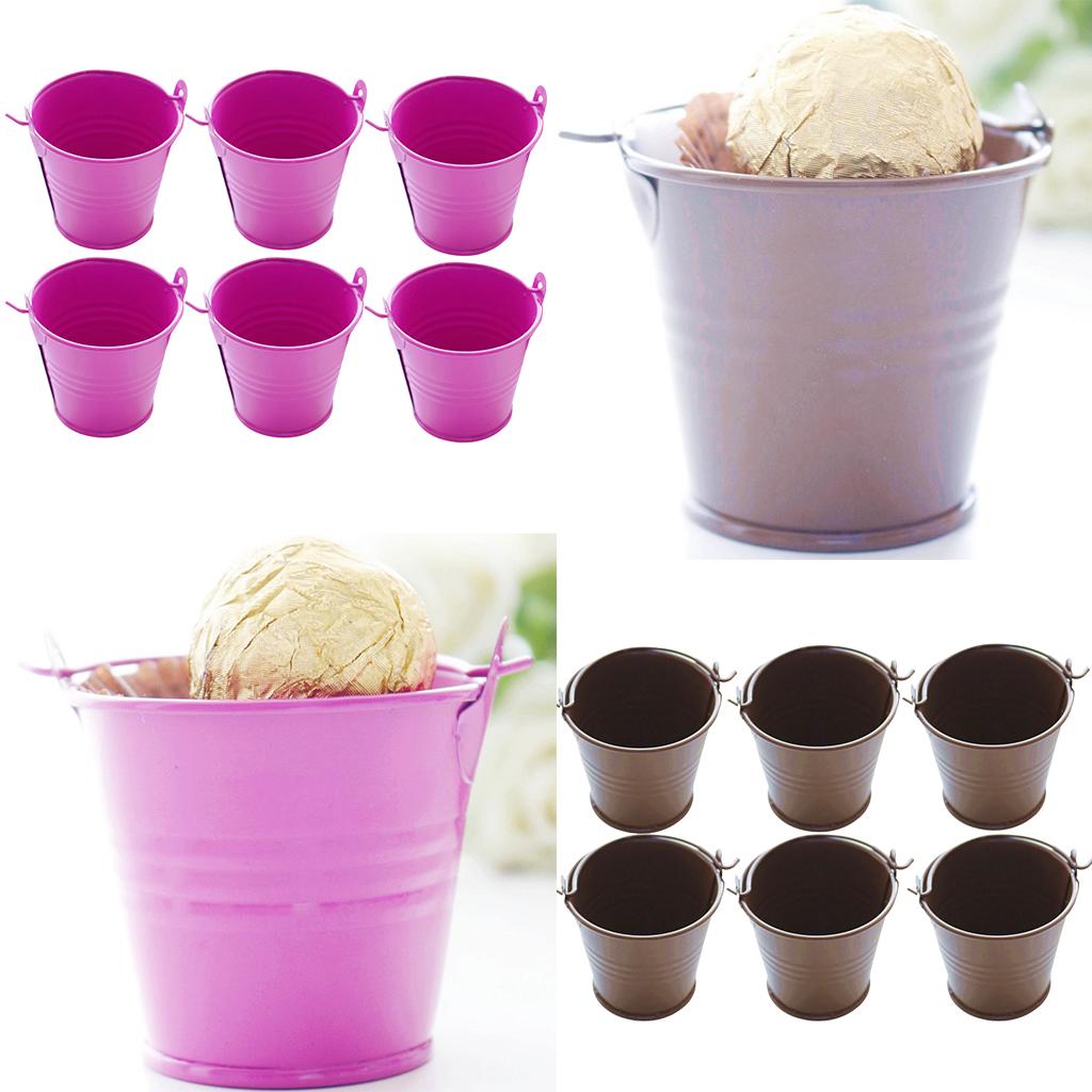 Max 6 x Mini Candy Buckets Pails Wedding Party Baby Shower Gift Supply Rose Red