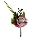 Max PE Artificial Rose Flowers Corsages and Boutonniere for Wedding Party Pink