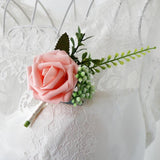 Max PE Artificial Rose Flowers Corsages and Boutonniere for Wedding Party Pink