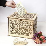 Max Wedding Gift Card Box Wooden Money Box with Lock Wishing Well Card Box 30cm