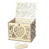 Max Wedding Gift Card Box Wooden Money Box with Lock Wishing Well Card Box