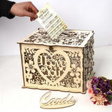 Max Wedding Gift Card Box Wooden Money Box with Lock Wishing Well Card Box