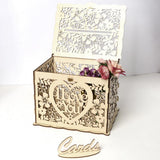 Max Wedding Gift Card Box Wooden Money Box with Lock Wishing Well Card Box