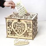 Max Wedding Gift Card Box Wooden Money Box with Lock Wishing Well Card Box