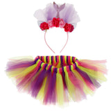 Max Little Girls Layered Rainbow Tutu Skirts with Mermaid Tail Flower Headband S