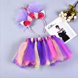 Max Little Girls Layered Rainbow Tutu Skirts with Mermaid Tail Flower Headband M