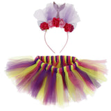 Max Little Girls Layered Rainbow Tutu Skirts with Mermaid Tail Flower Headband M