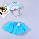 Max Girls Tutu Skirt Dress Mermaid Flower Headband Set Princess Dress Costume M