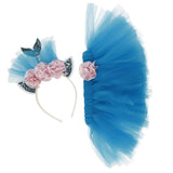 Max Girls Tutu Skirt Dress Mermaid Flower Headband Set Princess Dress Costume M