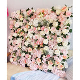 Max Artificial Rose Flower Wall Spring Flower Backdrop Light Pink+White
