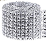 Max 8 Rows Diamond Mesh Rhinestone Wrap Ribbon Wedding Party DIY Supplies Silver