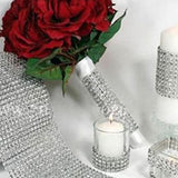 Max 8 Rows Diamond Mesh Rhinestone Wrap Ribbon Wedding Party DIY Supplies Silver