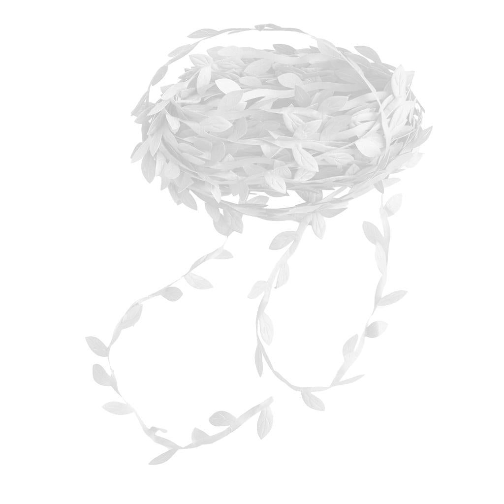 Max 20 Meters Artificial Fabric Leaf Garland Ribbon Trims DIY Crafts White